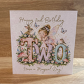 Fairy Garden 2nd Birthday Card – Watercolour Fairy & Flowers – 6x6