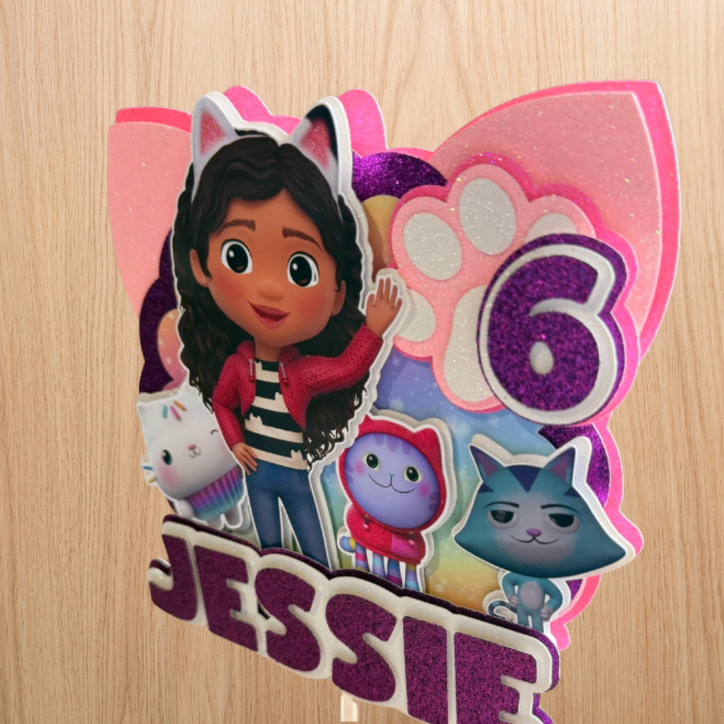 Gabby's Dollhouse Cake Topper | Personalised Name & Age Birthday Decoration