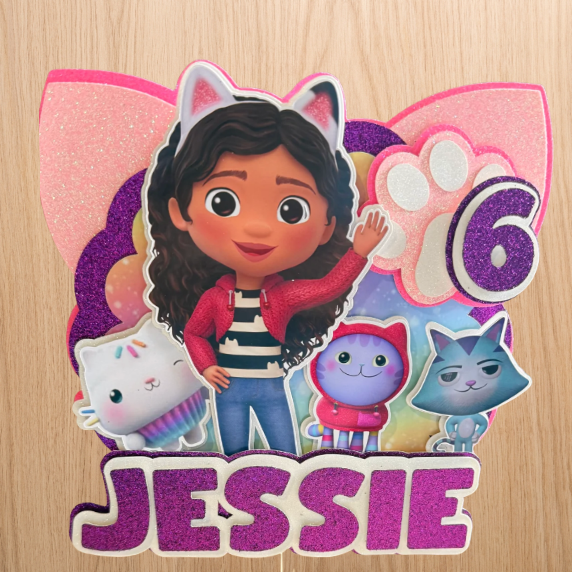 Gabby's Dollhouse Cake Topper | Personalised Name & Age Birthday Decoration