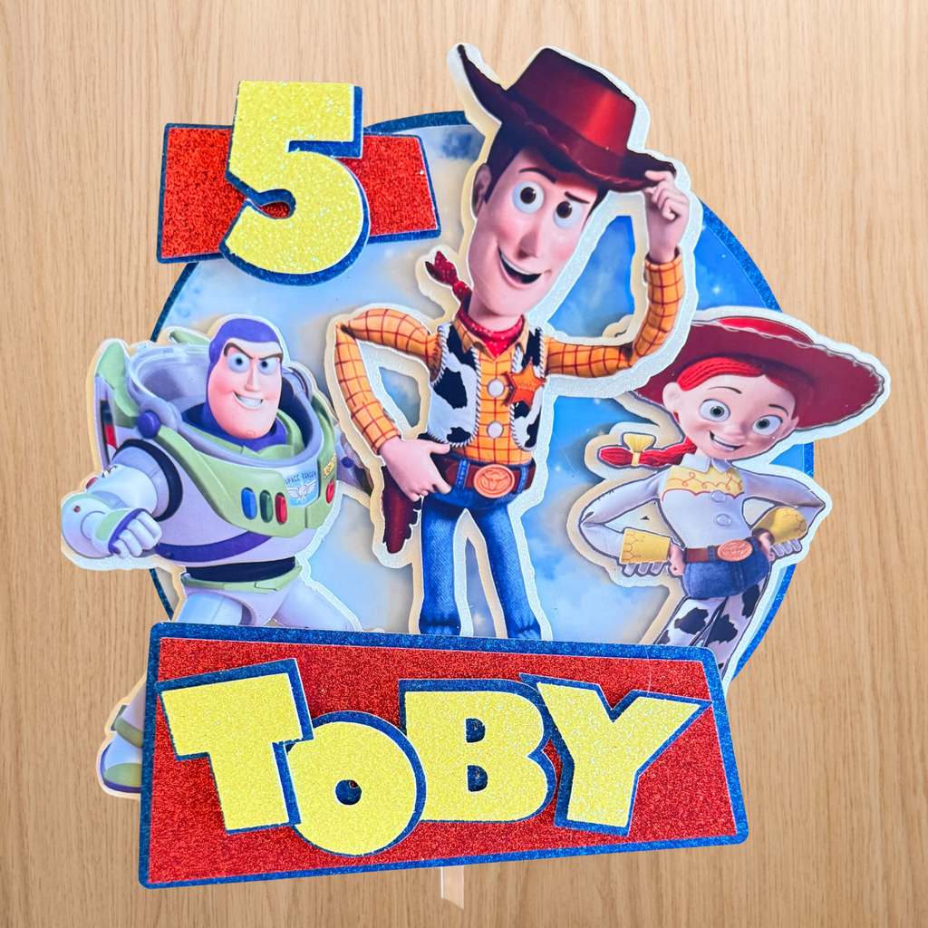 Toy Story Birthday Cake Topper – Personalised Name & Age Decoration