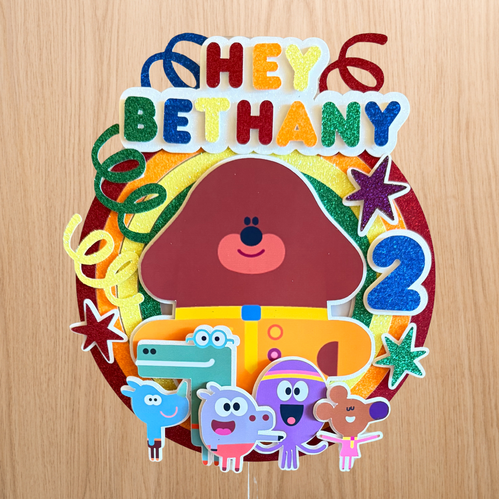 Hey Duggee Cake Topper | Personalised Name & Age Birthday Decoration