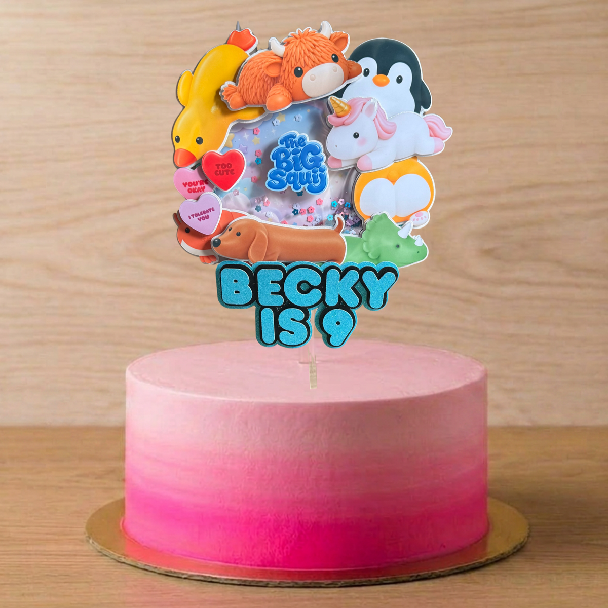 The Big Squij Shaker Cake Topper | Personalised Name & Age