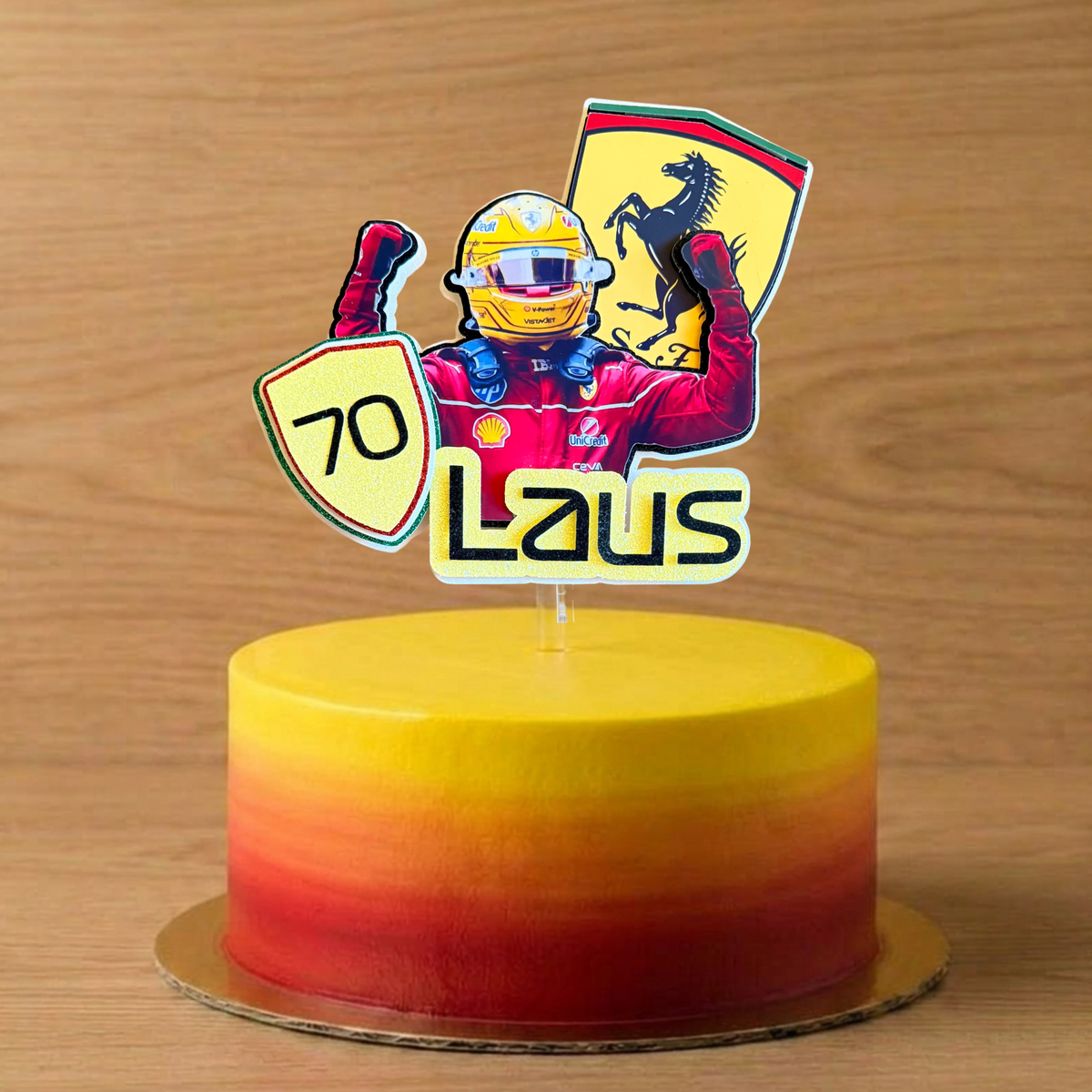 F1 Lewis Hamilton Ferrari Personalised Cake Topper | Custom Name & Age