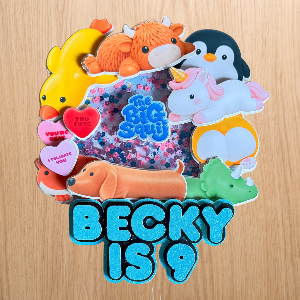 The Big Squij Shaker Cake Topper | Personalised Name & Age
