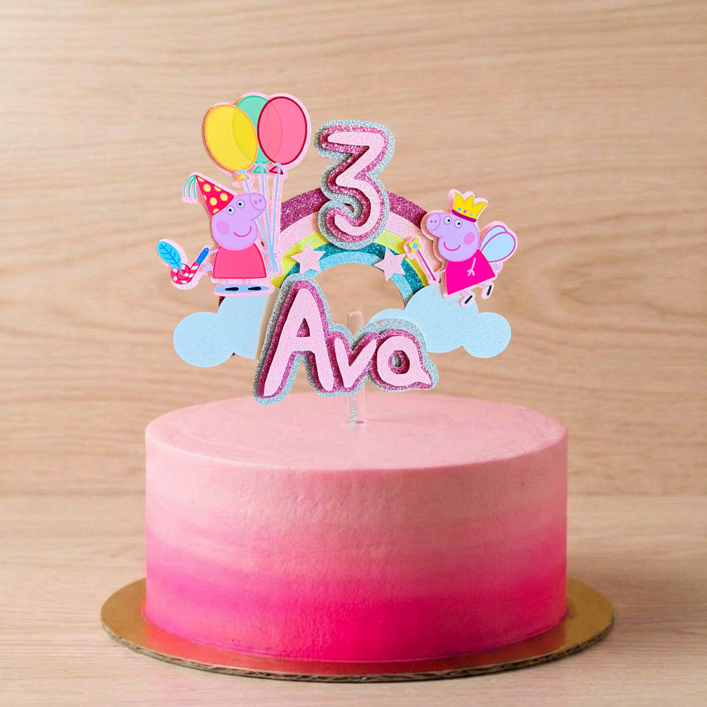 Peppa Pig Cake Topper Set | Custom Name & Age Birthday Decoration