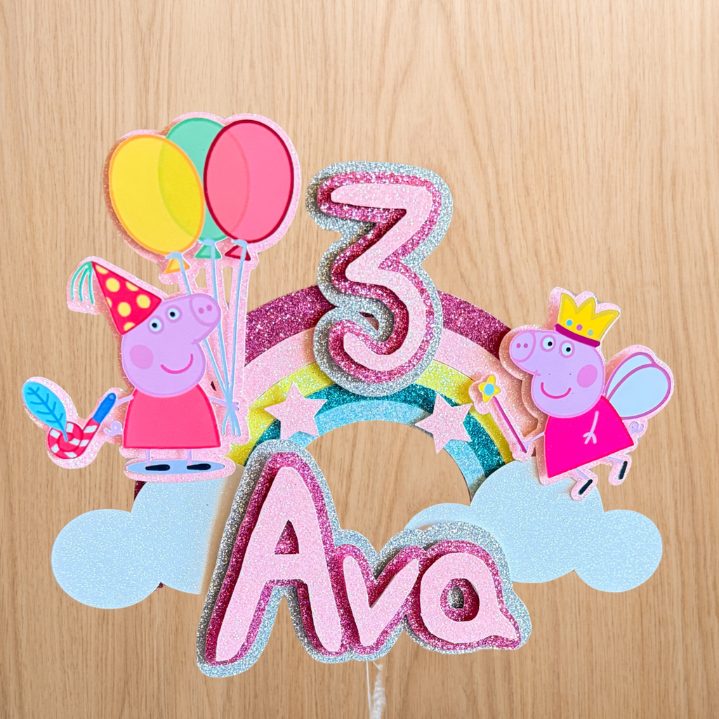 Peppa Pig Cake Topper Set | Custom Name & Age Birthday Decoration