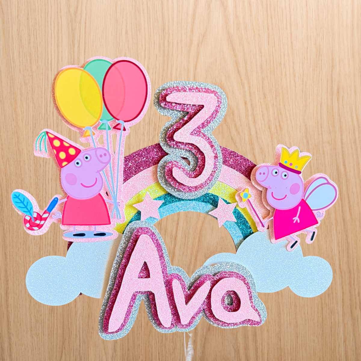 Peppa Pig Cake Topper Set | Custom Name & Age Birthday Decoration
