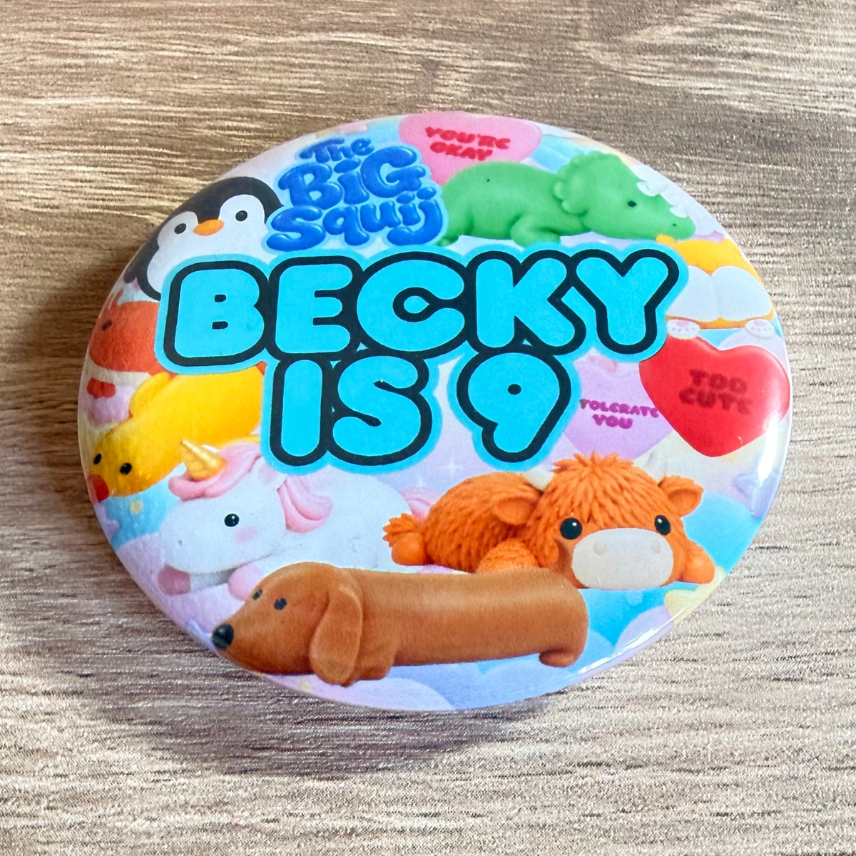 The Big Squij Personalised Birthday Badge – 58mm