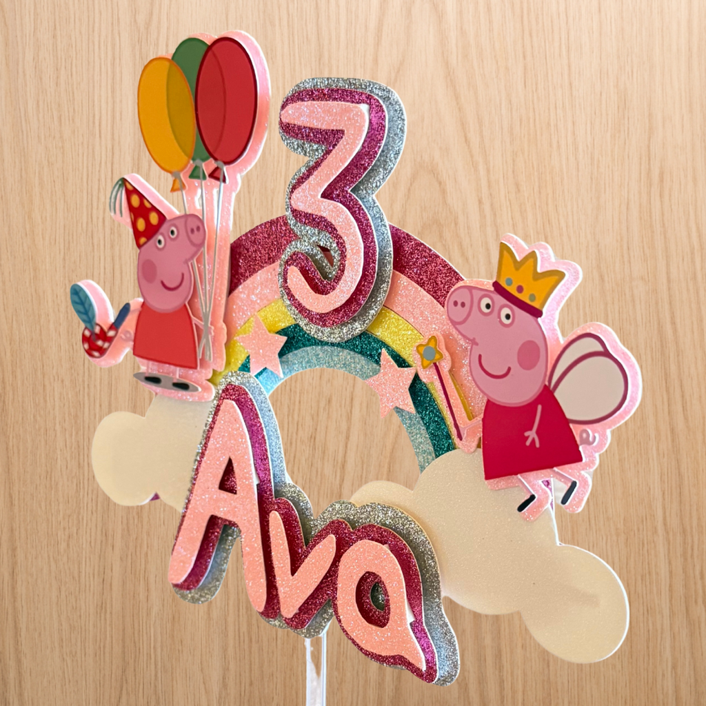 Peppa Pig Cake Topper Set | Custom Name & Age Birthday Decoration