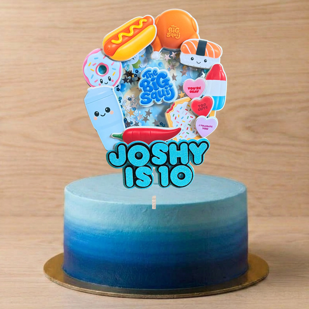 The Big Squij Food Shaker Cake Topper | Personalised Name & Age
