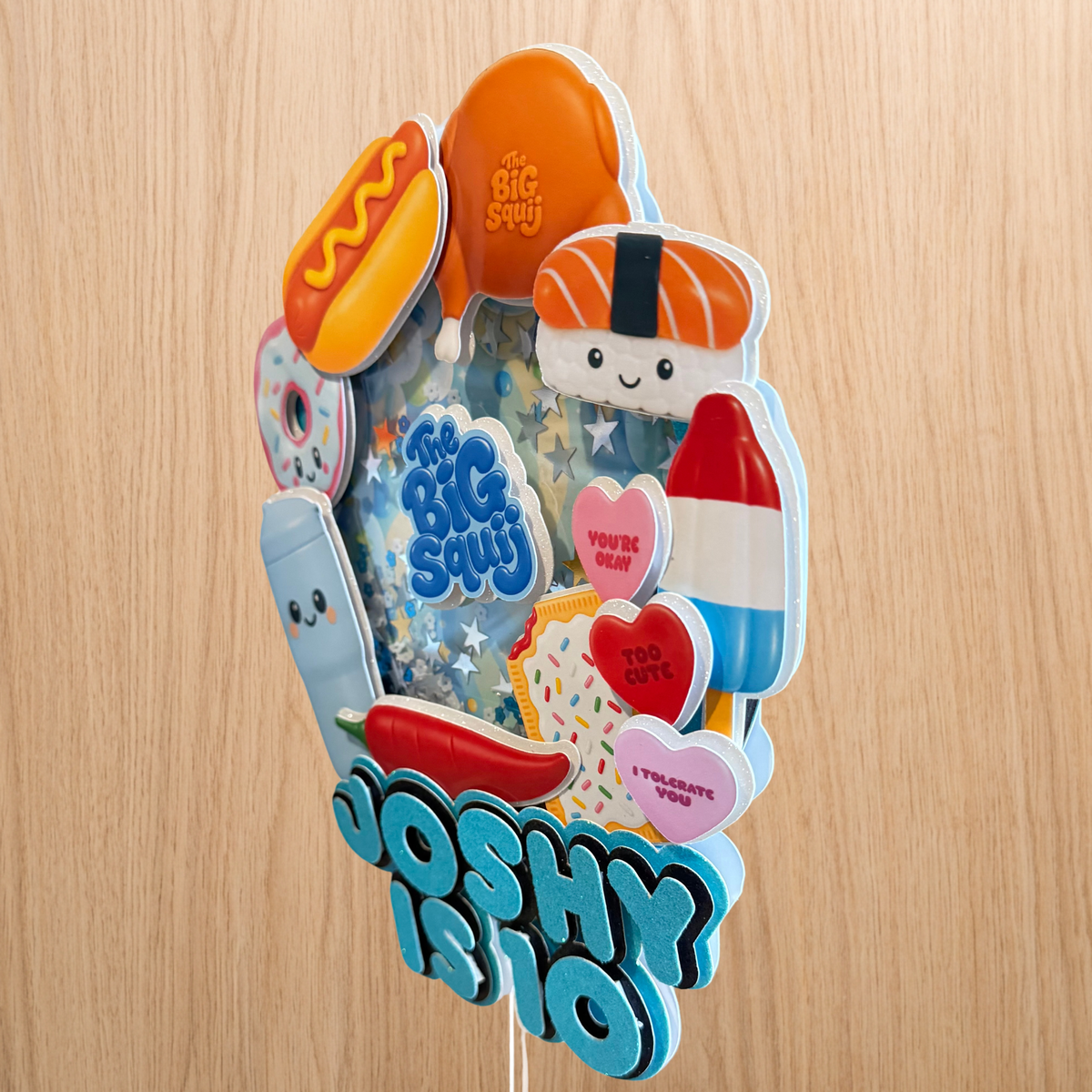 The Big Squij Food Shaker Cake Topper | Personalised Name & Age