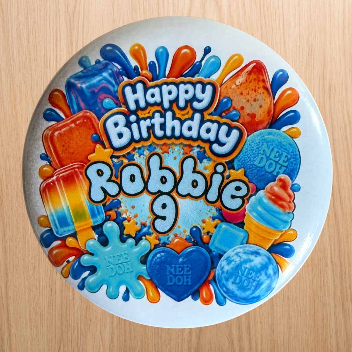 NeeDoh Inspired Cake Topper | Custom Name & Age Birthday Decoration