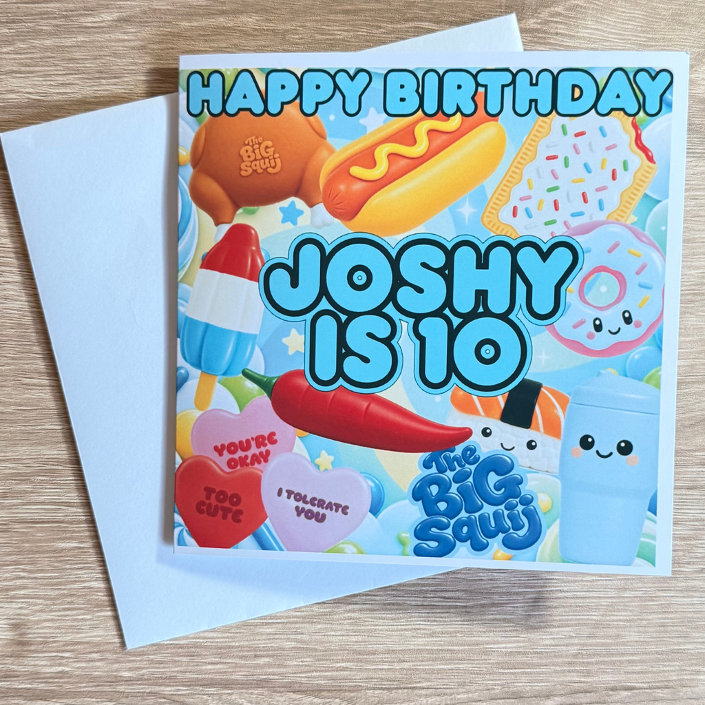 The Big Squij Food Shaker Cake Topper | Personalised Name & Age