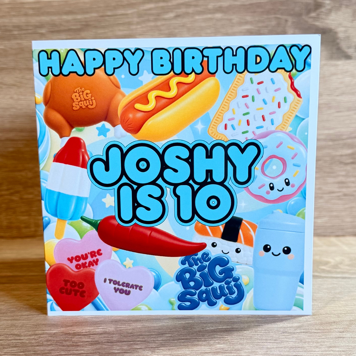 The Big Squij Food Shaker Cake Topper | Personalised Name & Age