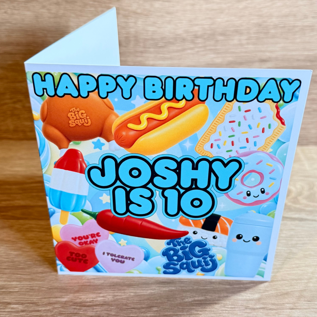 The Big Squij Food Shaker Cake Topper | Personalised Name & Age