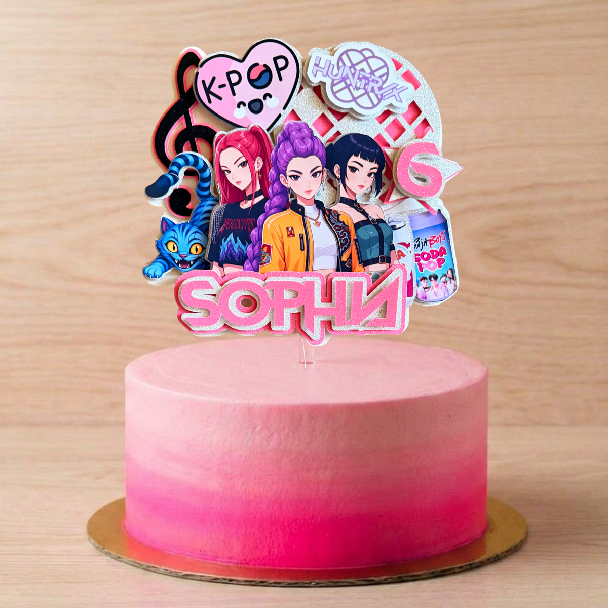 K-Pop Demon Hunters Cake Topper with Optional Cake Gems | Personalised