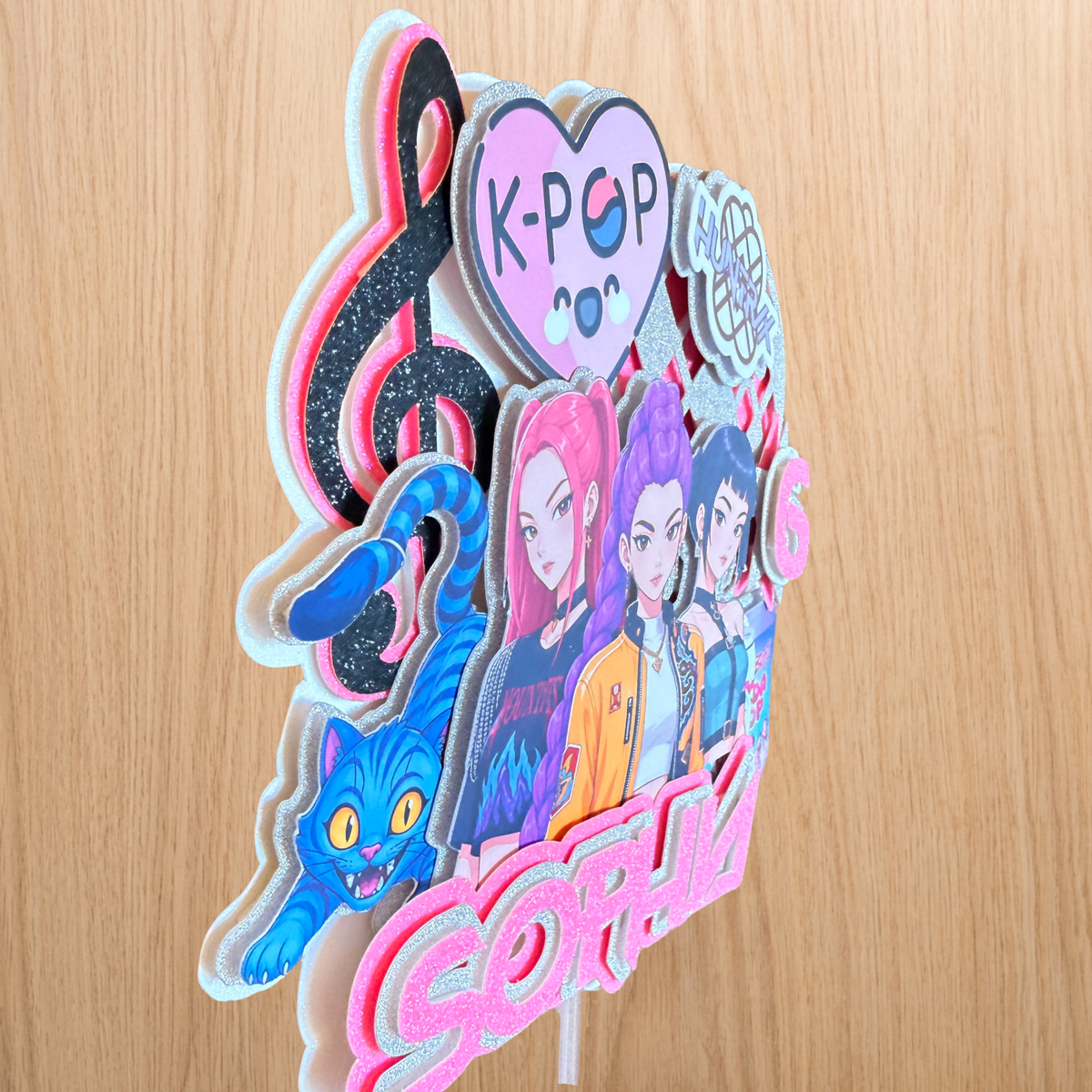 K-Pop Demon Hunters Cake Topper with Optional Cake Gems | Personalised