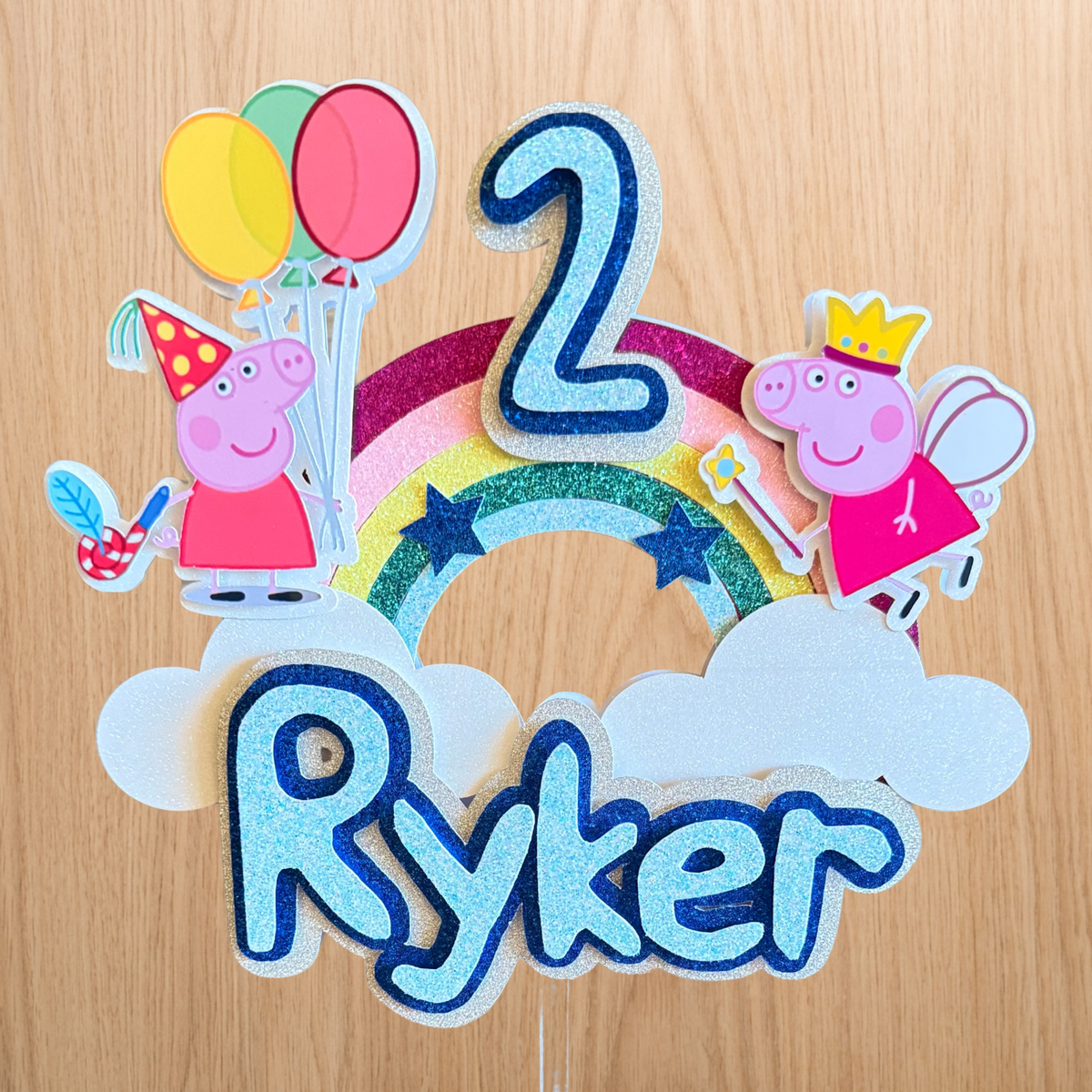 Peppa Pig Cake Topper Set | Custom Name & Age Birthday Decoration