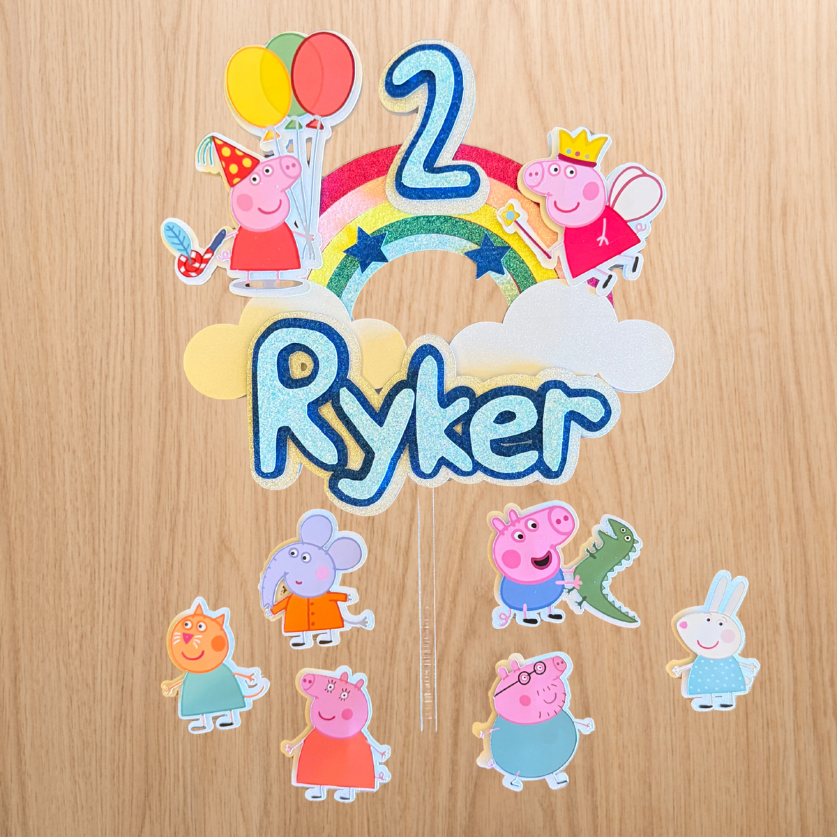 Peppa Pig Cake Topper Set | Custom Name & Age Birthday Decoration