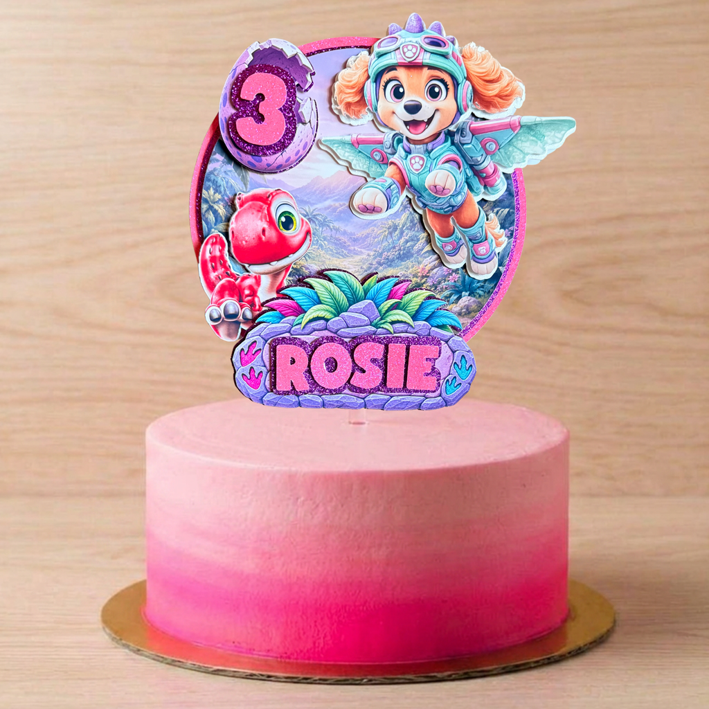 Personalised Paw Patrol Dino Movie Skye Cake Topper