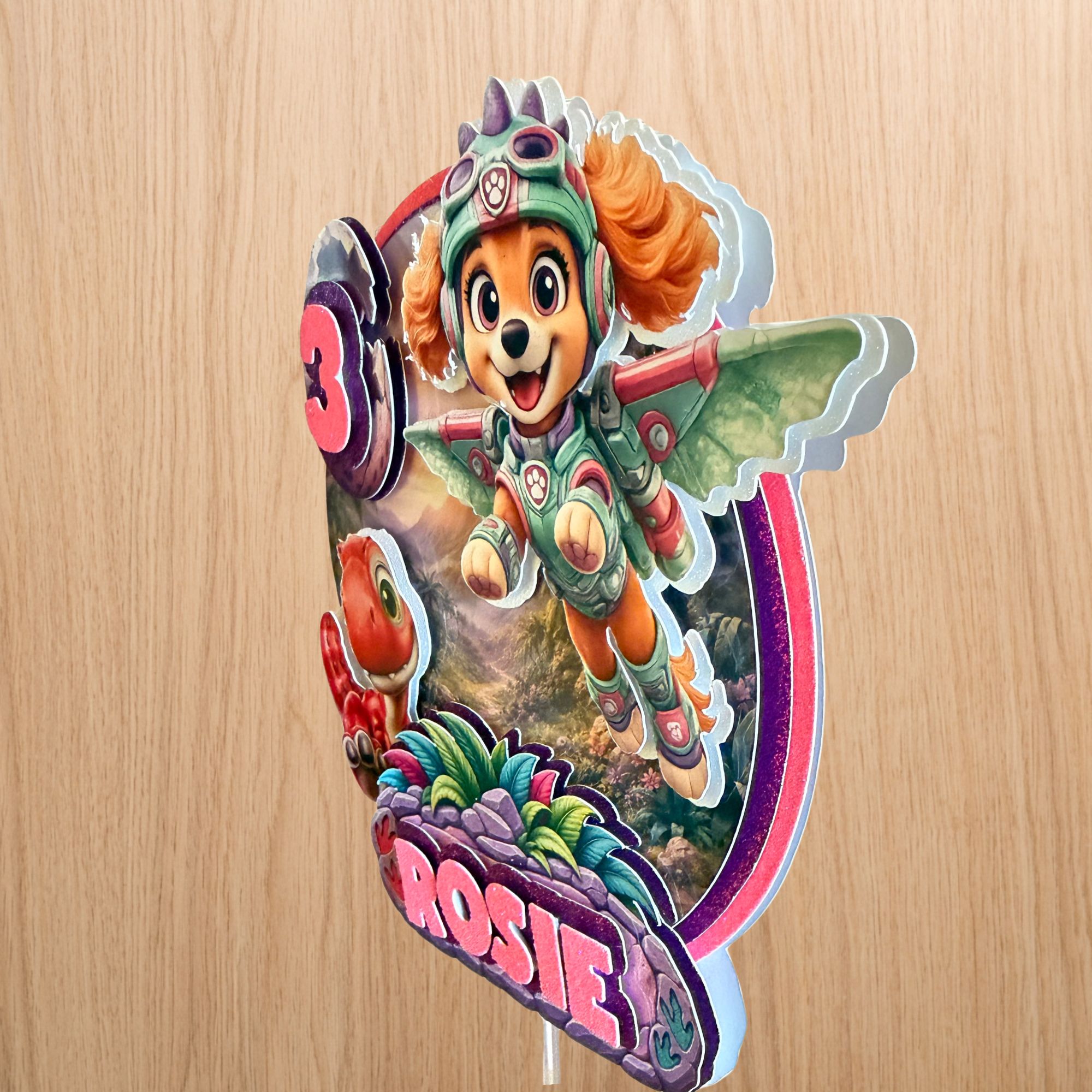 Personalised Paw Patrol Dino Movie Skye Cake Topper