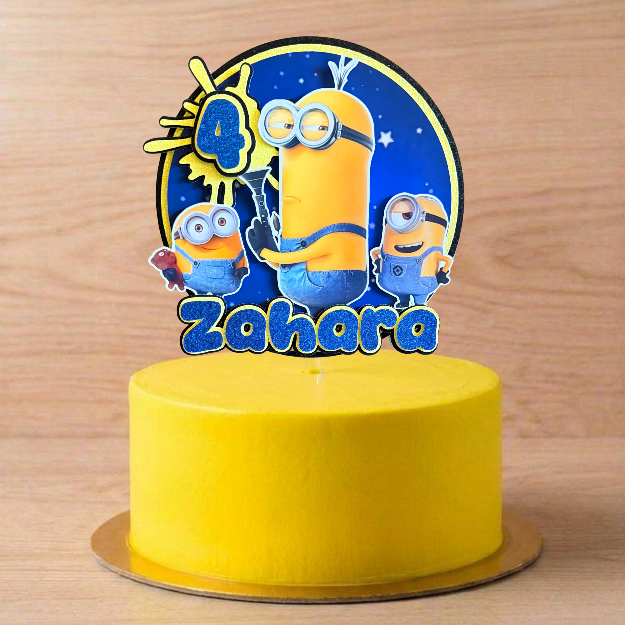 Minions Cake Topper | Custom Name & Age Birthday Decoration