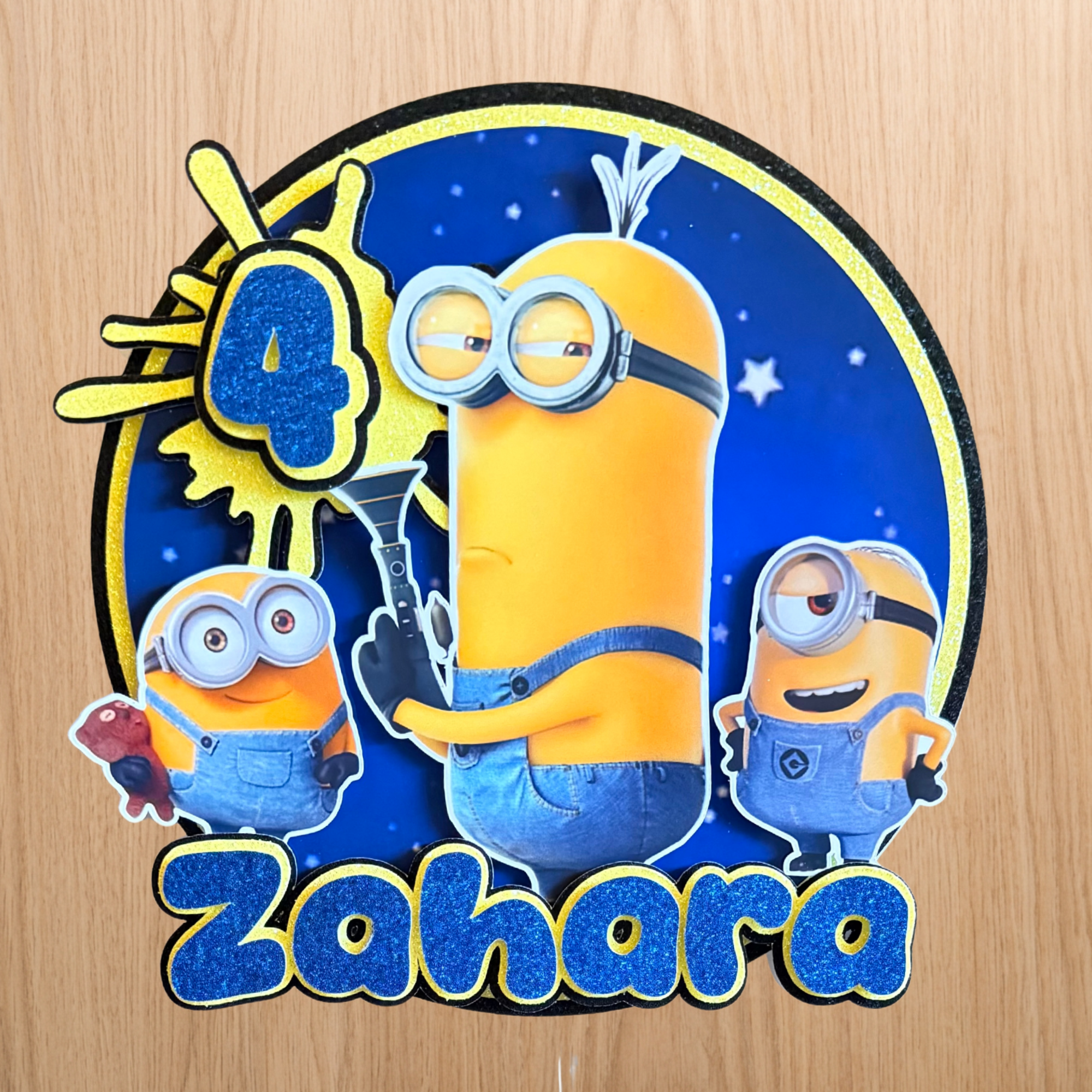 Minions Cake Topper | Custom Name & Age Birthday Decoration