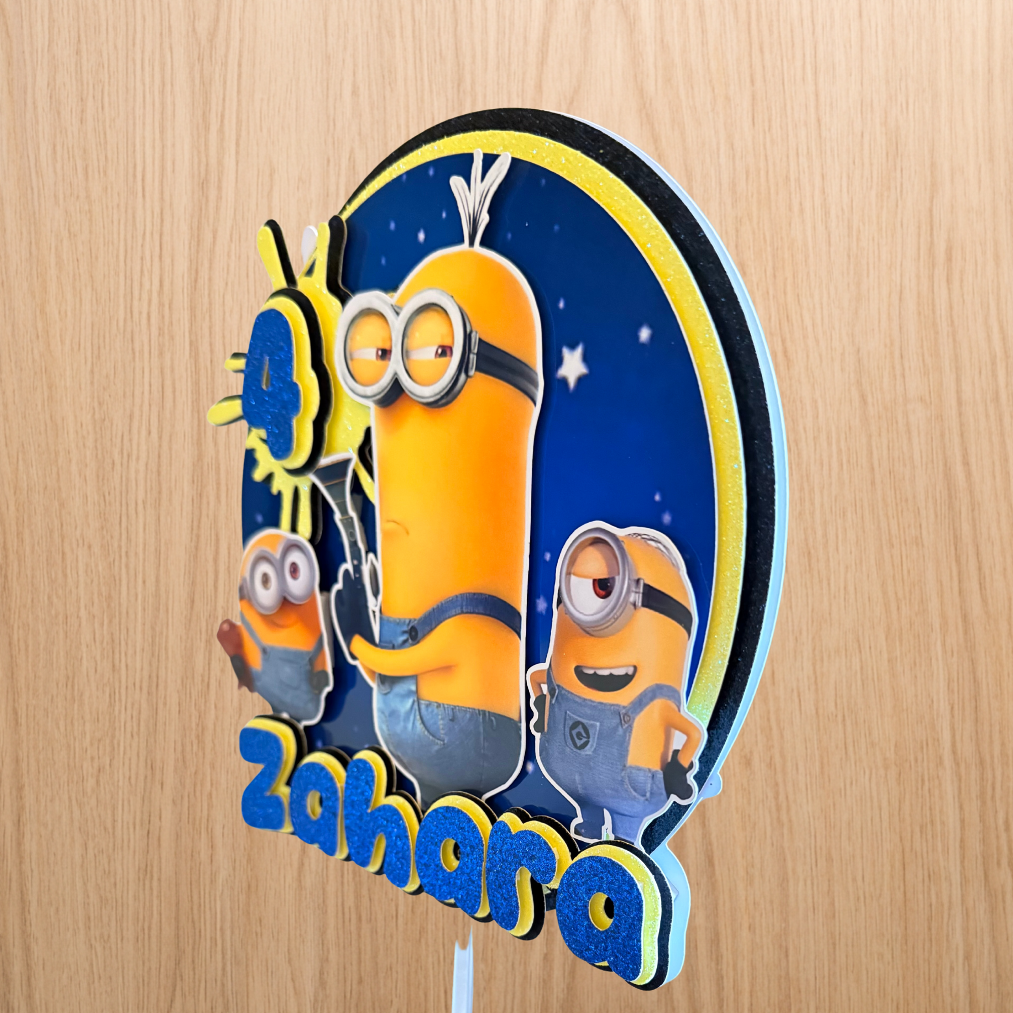 Minions Cake Topper | Custom Name & Age Birthday Decoration