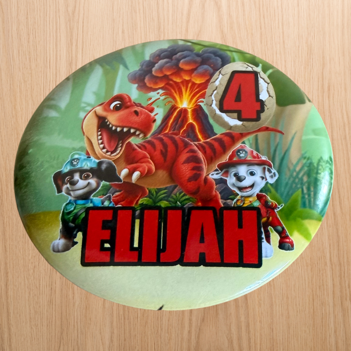 Paw Patrol Dino Movie Cake Topper | Personalised Name & Age Birthday Decoration