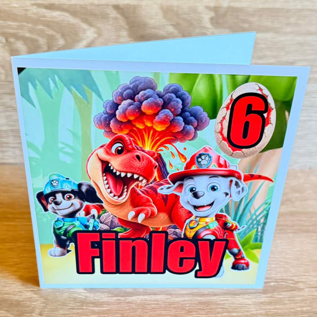 Paw Patrol Dino Movie Cake Topper | Personalised Name & Age Birthday Decoration
