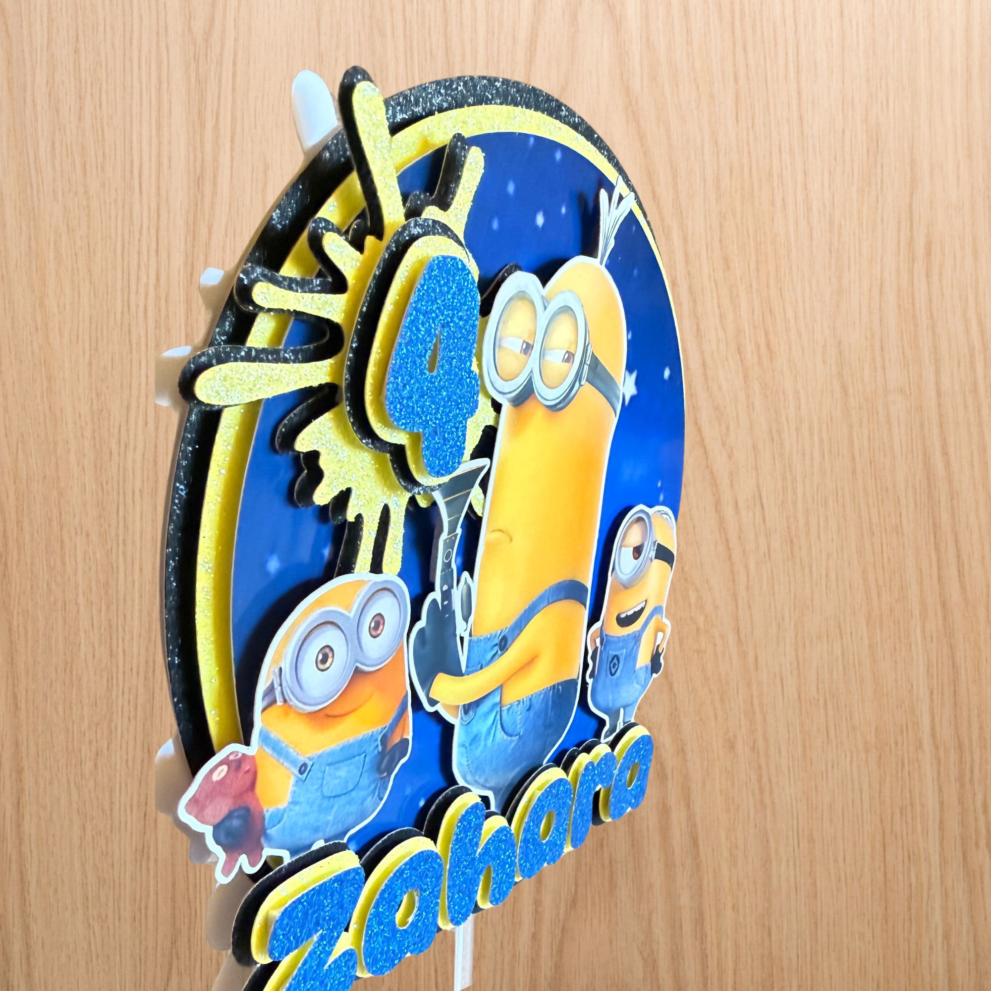 Minions Cake Topper | Custom Name & Age Birthday Decoration