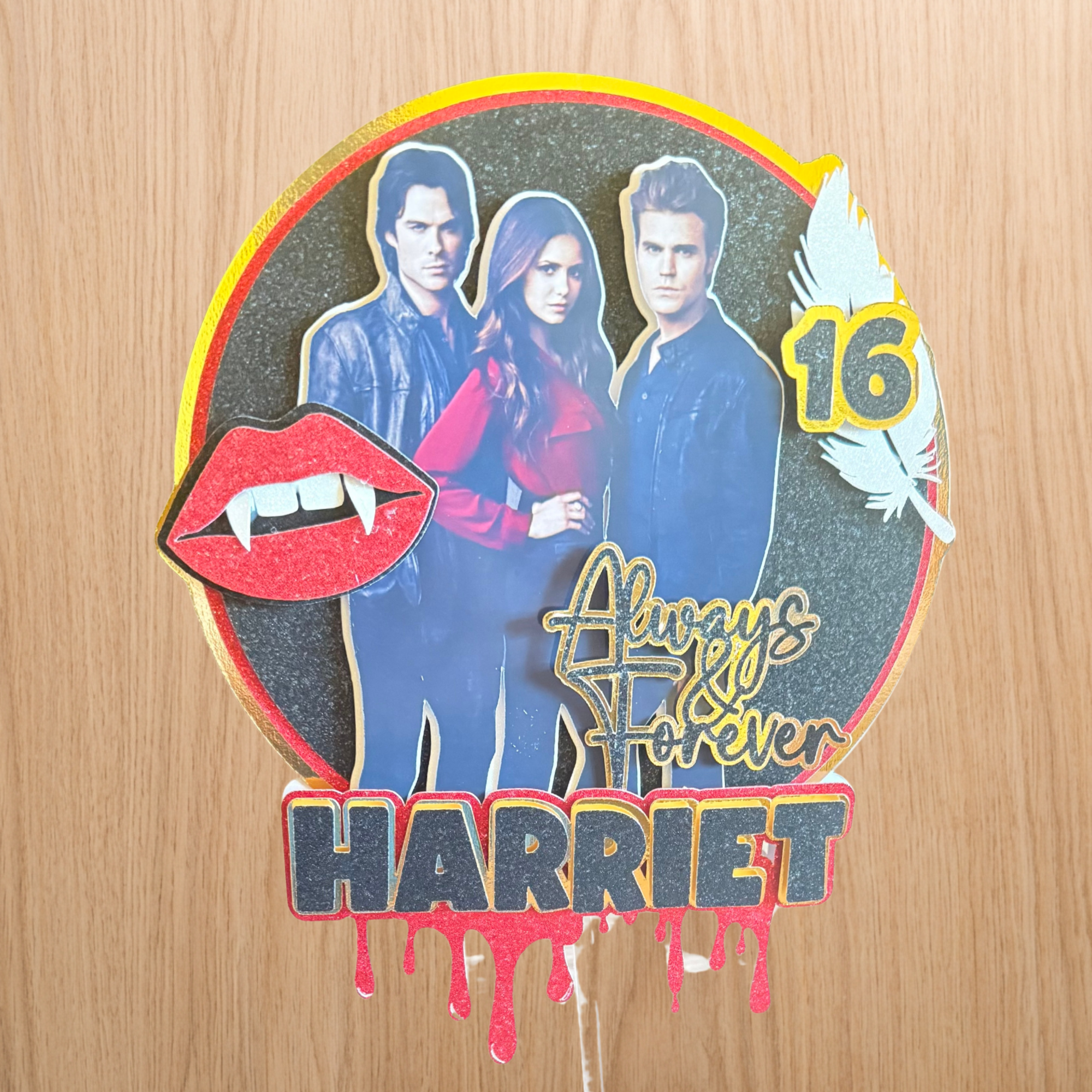 The Vampire Diaries (TVD) Cake Topper | Personalised Birthday Decoration