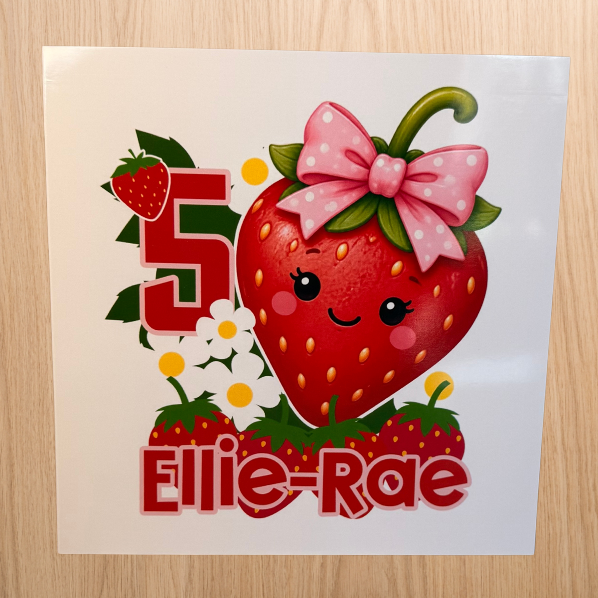 Strawberry Birthday Cake Topper | Personalised Strawberry Cake Decoration | First Birthday Topper