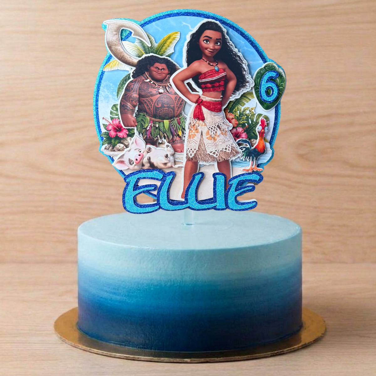 Moana Inspired Cake Topper | Custom Name & Age Birthday Decoration