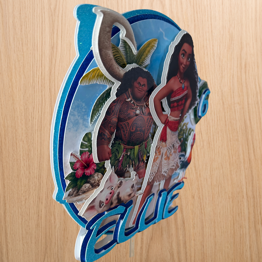 Moana Inspired Cake Topper | Custom Name & Age Birthday Decoration