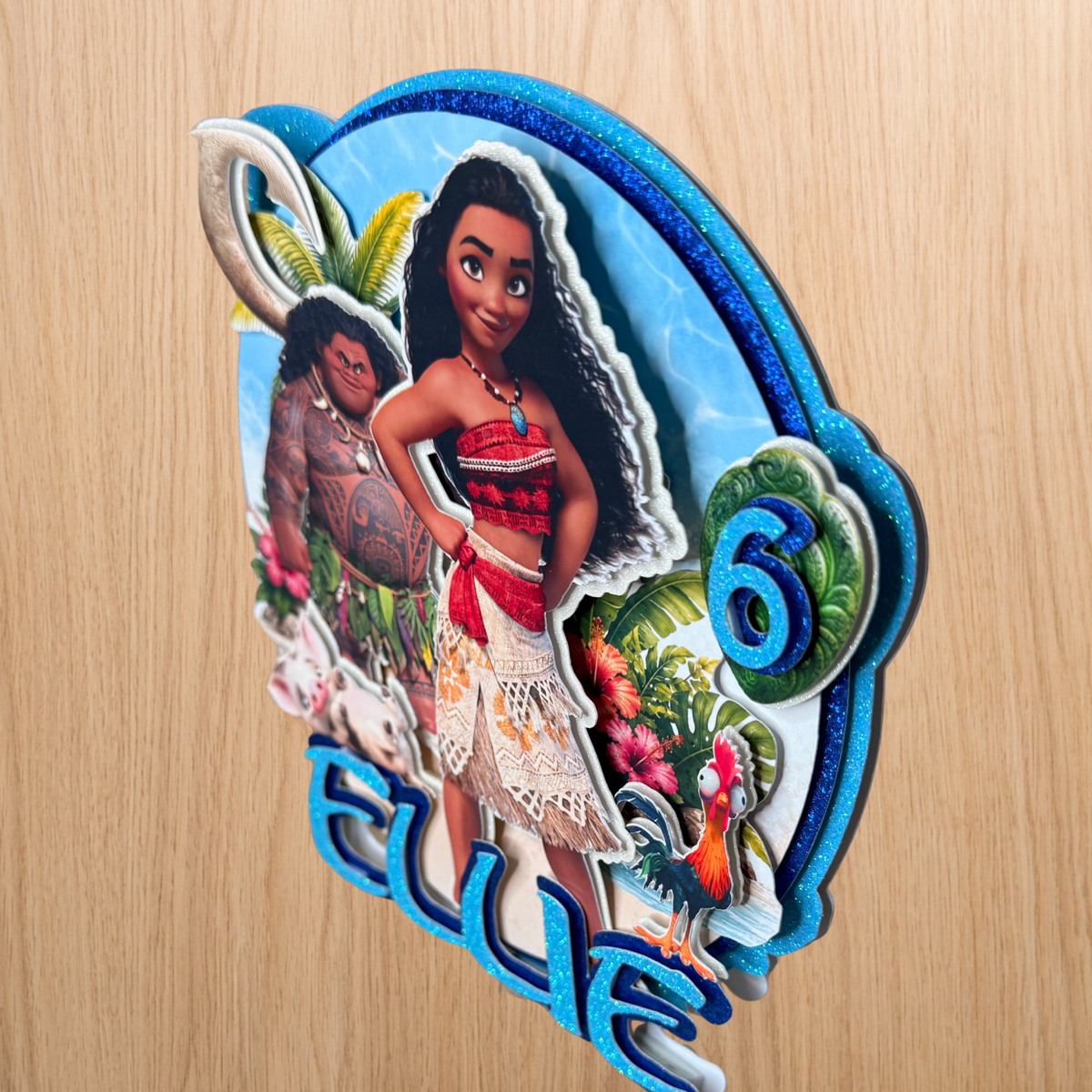 Moana Inspired Cake Topper | Custom Name & Age Birthday Decoration