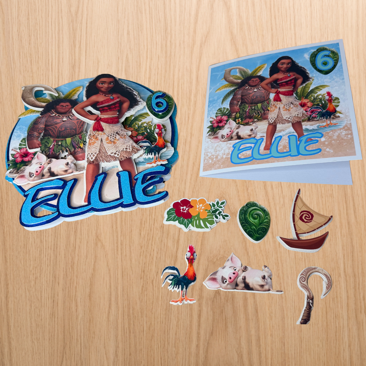 Moana Inspired Cake Topper | Custom Name & Age Birthday Decoration