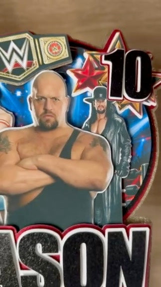 WWE Wrestling Birthday Cake Topper – Personalised Big Show, John Cena & Undertaker
