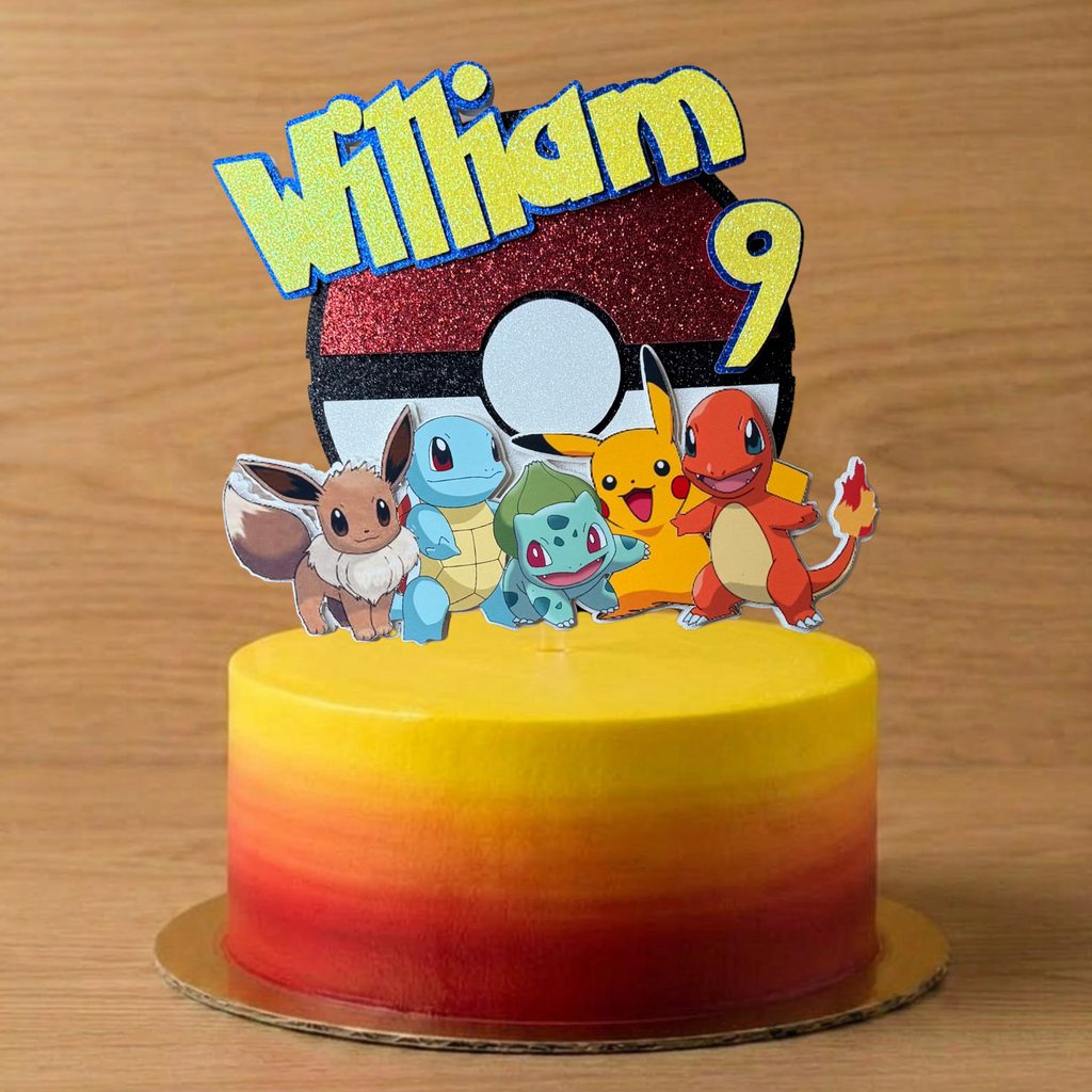 Pokemon Cake Topper | Personalised Name & Age Birthday Decoration