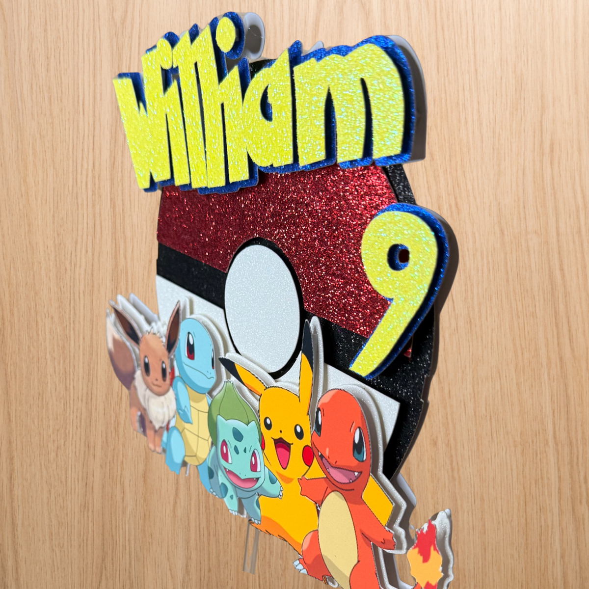 Pokemon Cake Topper | Personalised Name & Age Birthday Decoration