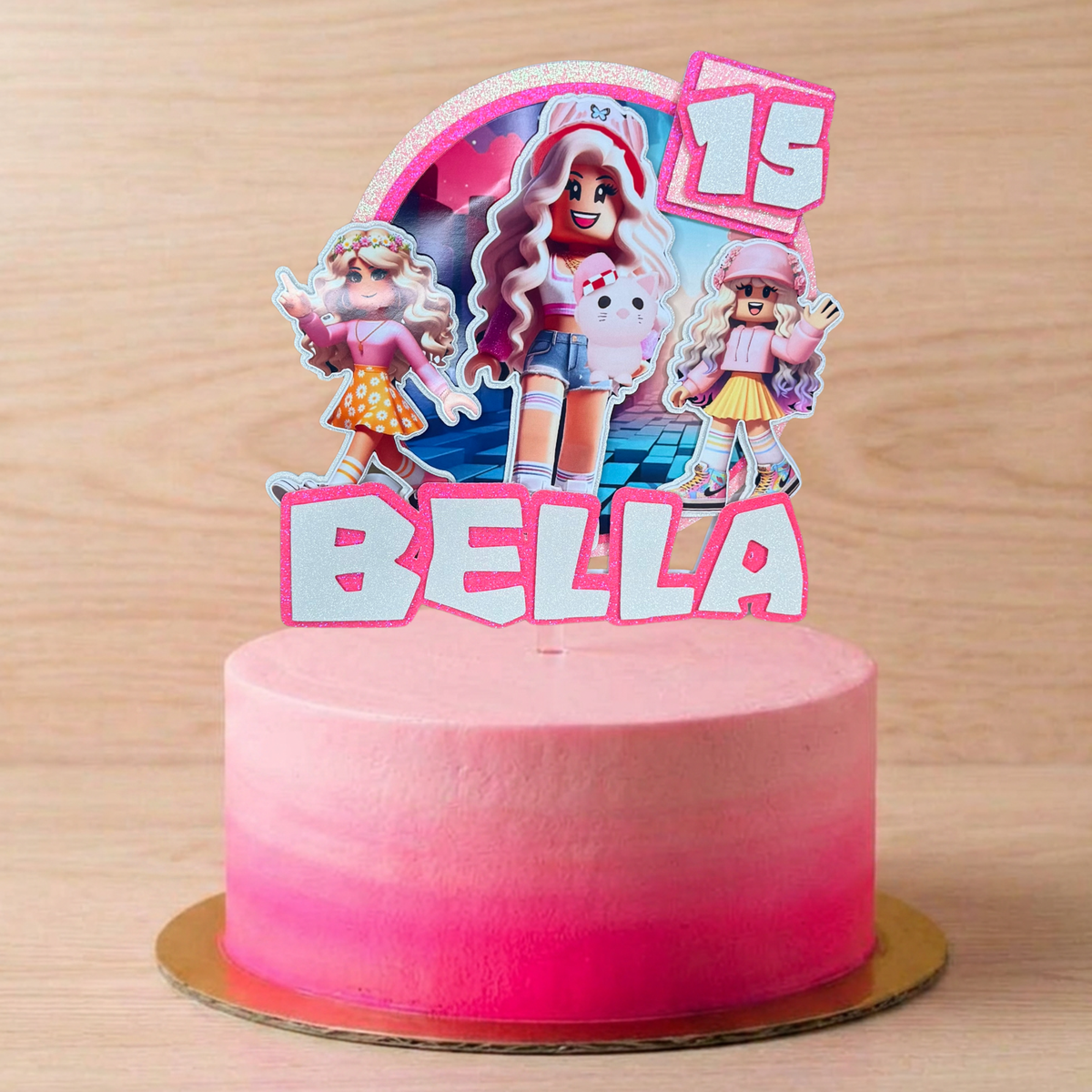 Roblox Cake Topper – Personalised Name & Age Birthday Decoration
