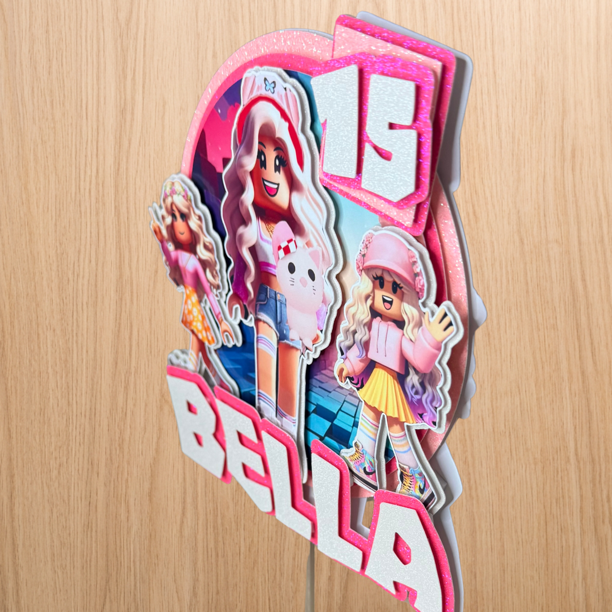 Roblox Cake Topper – Personalised Name & Age Birthday Decoration
