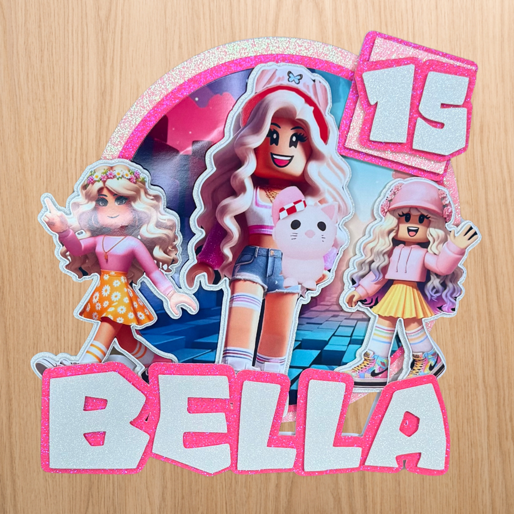 Roblox Cake Topper – Personalised Name & Age Birthday Decoration