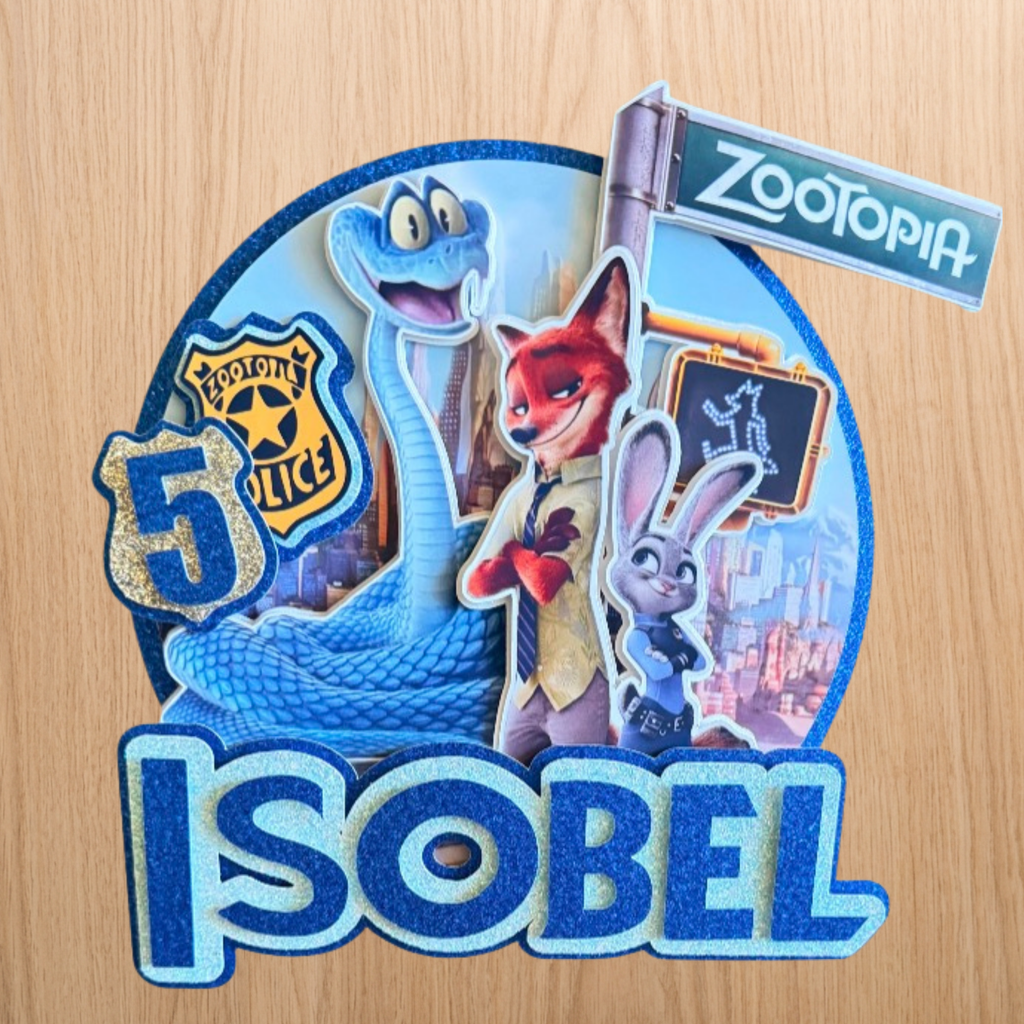 Zootopia 2 Zootropolis Personalised Cake Topper | Name & Age Birthday Decoration