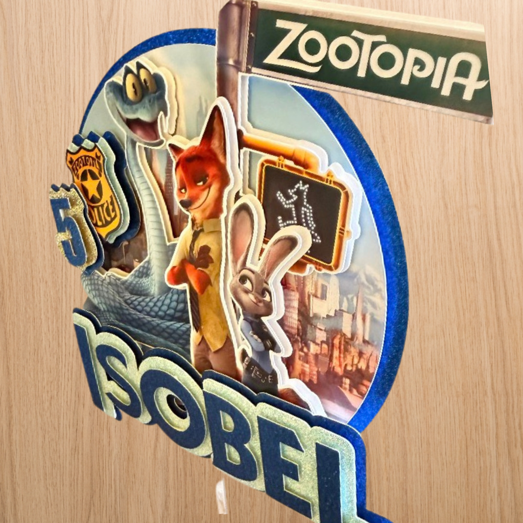 Zootopia 2 Zootropolis Personalised Cake Topper | Name & Age Birthday Decoration