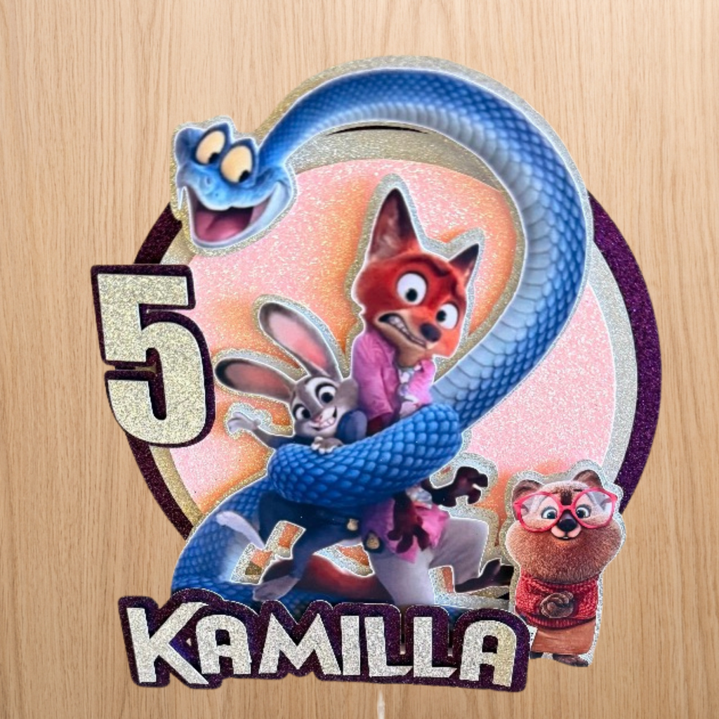 Zootopia 2 (Zootropolis) Cake Topper | Custom Name & Age Birthday Decoration