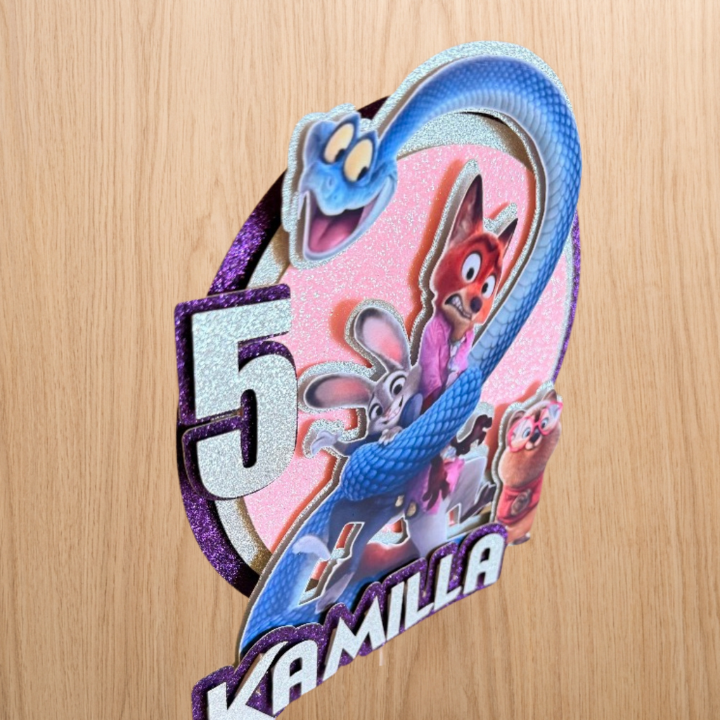 Zootopia 2 (Zootropolis) Cake Topper | Custom Name & Age Birthday Decoration