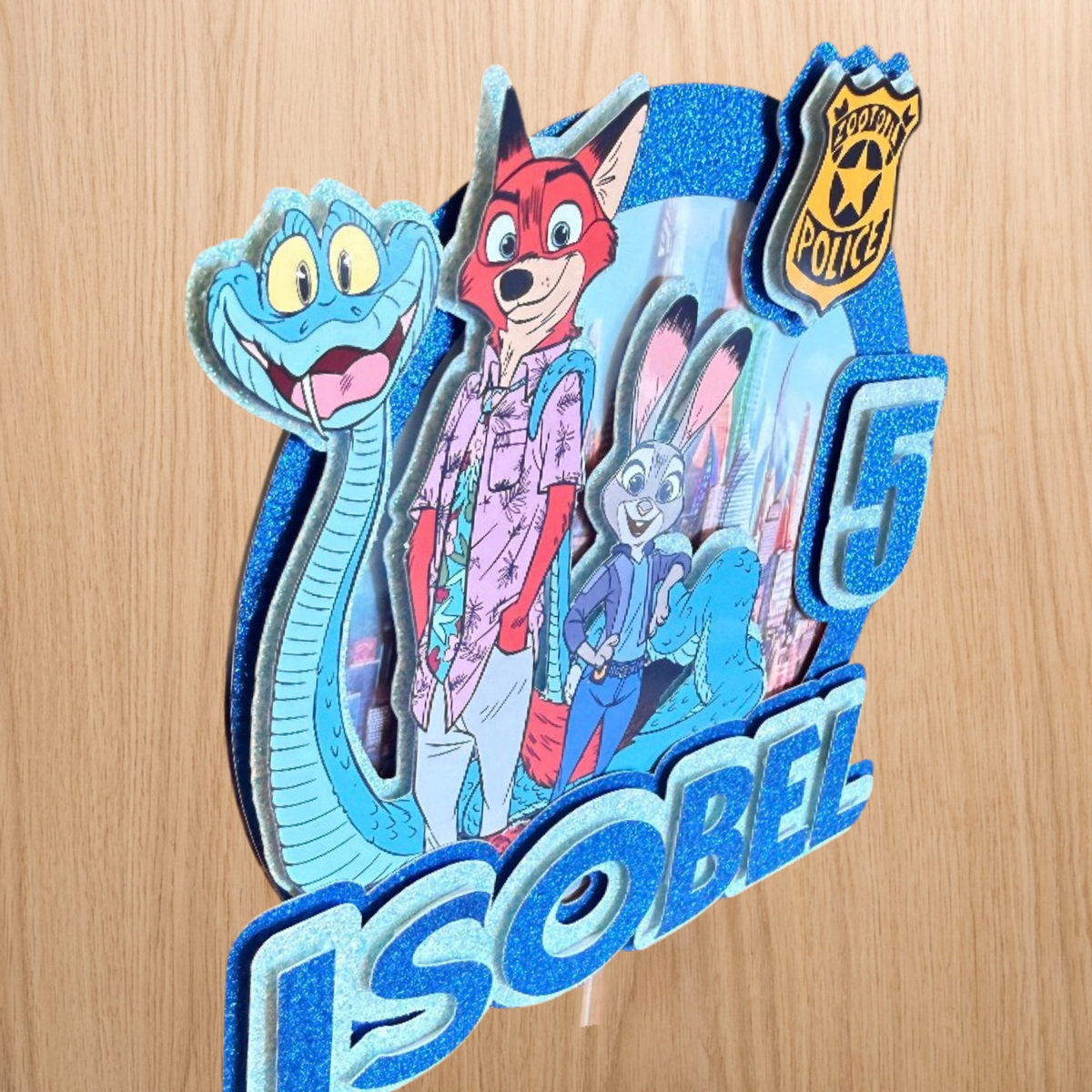 Zootopia 2 (Zootropolis) Personalised Cake Topper | Custom Name & Age Birthday Decoration