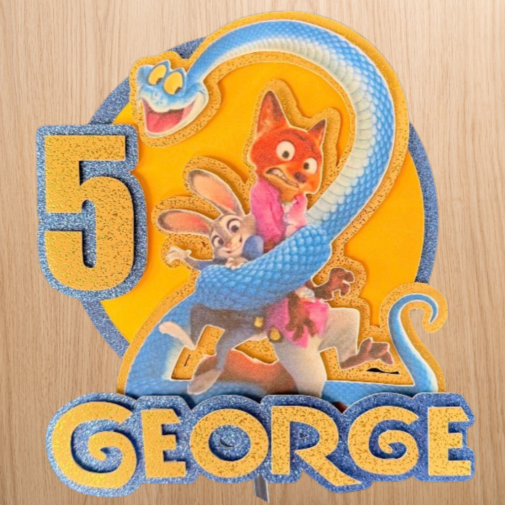 Zootopia 2 / Zootropolis 2 Inspired Cake Topper | Personalised Name & Age Birthday Decoration