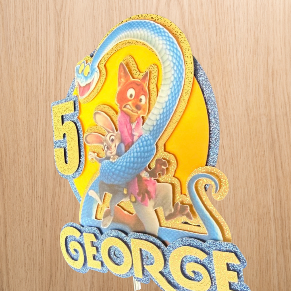 Zootopia 2 / Zootropolis 2 Inspired Cake Topper | Personalised Name & Age Birthday Decoration